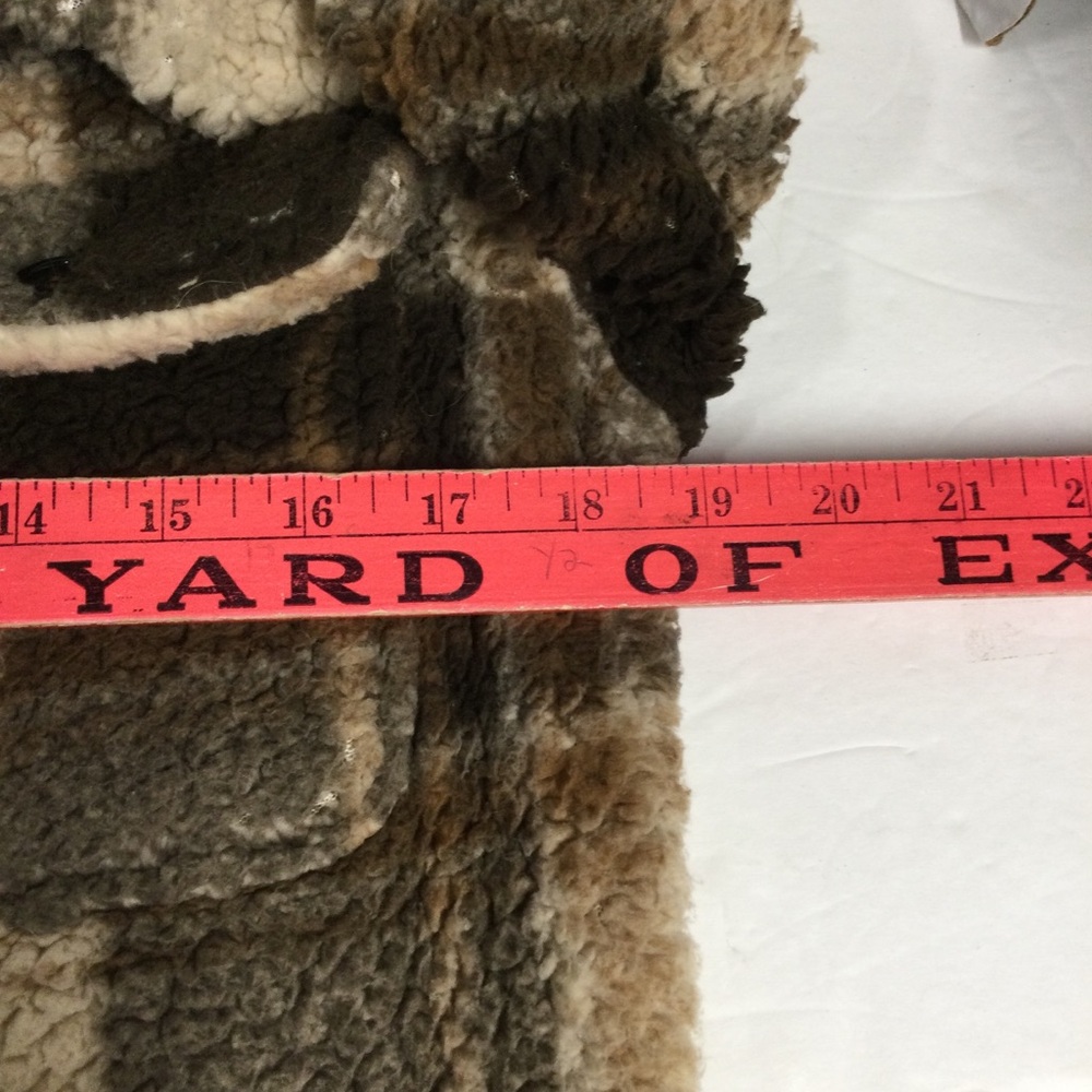 Almost Famous Womens Plaid Sherpa Shacket Button-Up Jacket in Brown & Cream Sz M - Picture 7 of 11